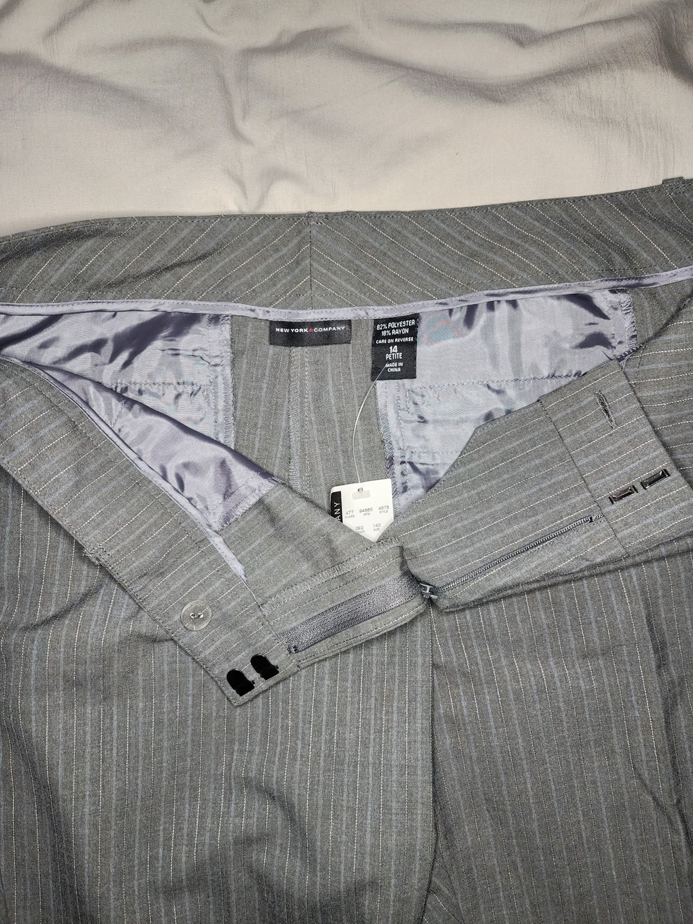 New York & Company Gray Pinstripe Blazer with Lavender Lining